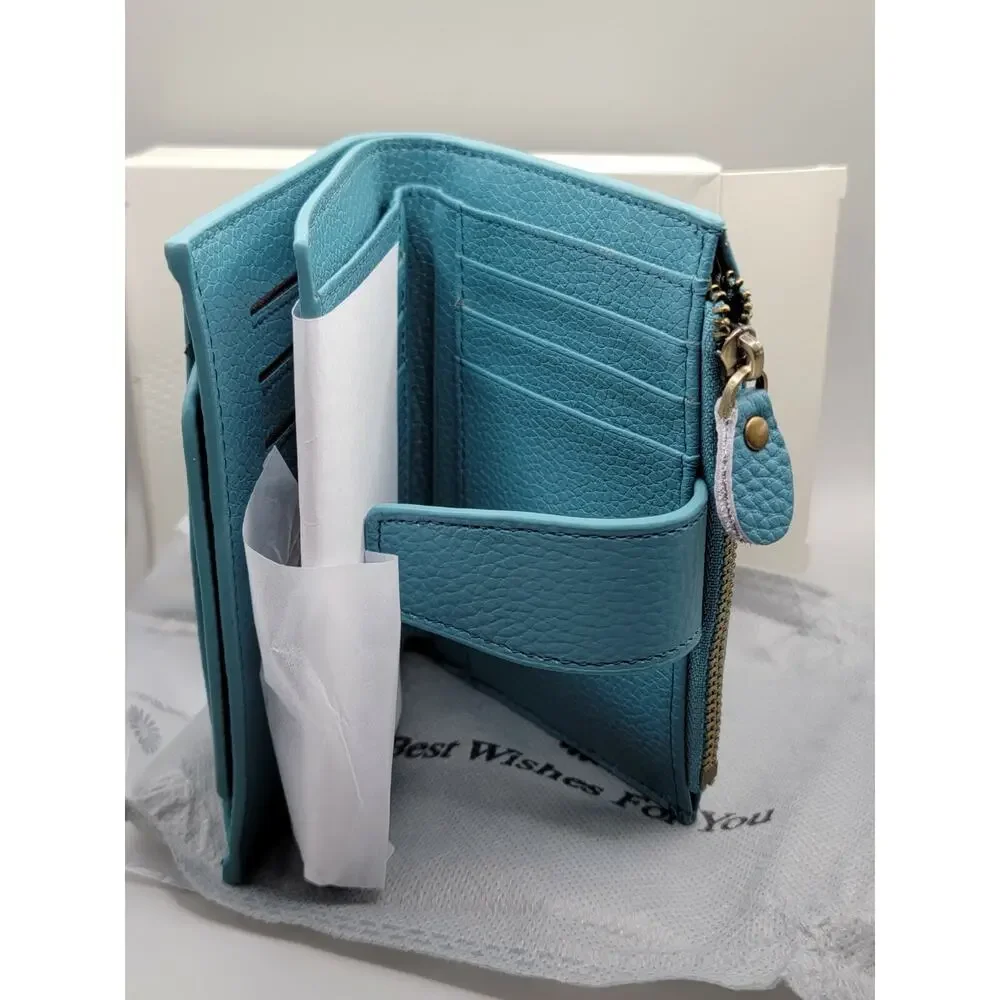 Best Wishes For You Women's Wallet Teal Cash Change Credit Cards Photos NEW